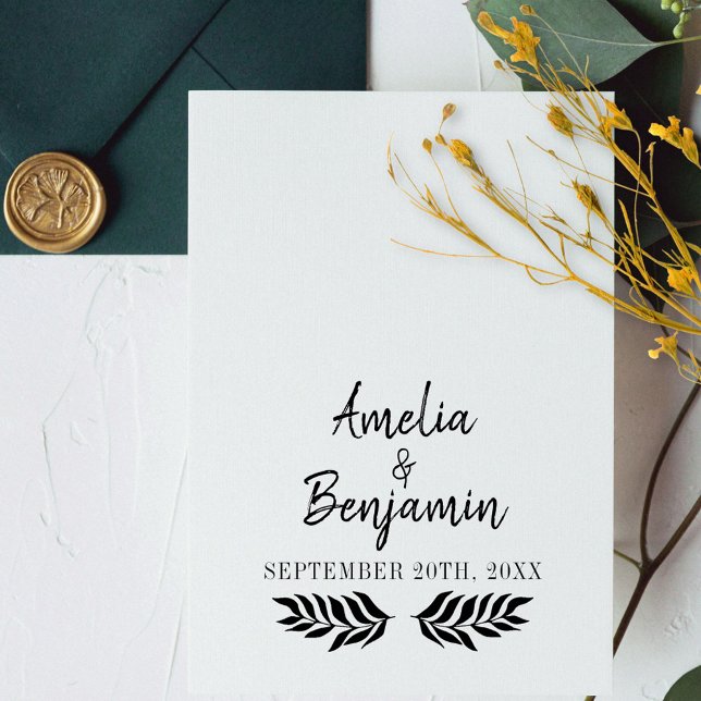 Custom Rustic Bride Groom Names Wedding Rubber Stamp (Creator Uploaded)