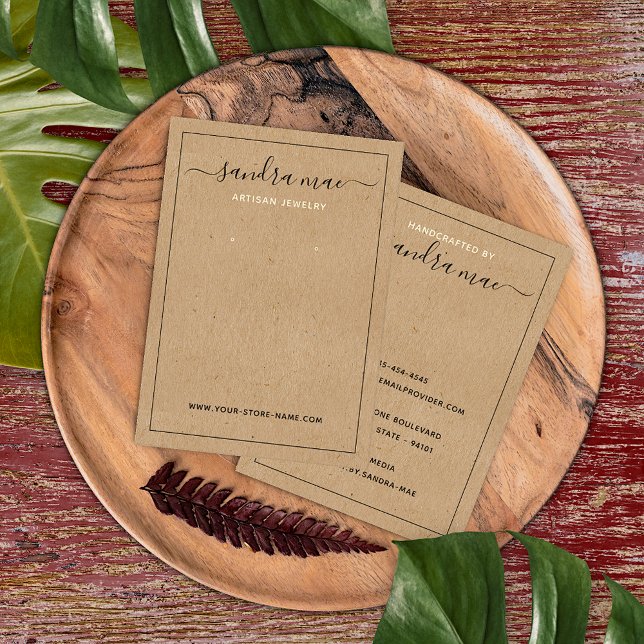 Custom Rustic Brown Kraft Jewelry Display Card (Creator Uploaded)
