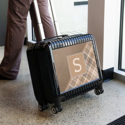 Custom Rustic Brown Stripe Plaid Gingham Pattern Luggage