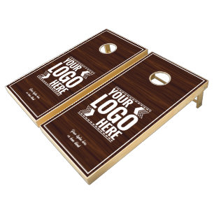 Custom Rustic Business Logo Barn Wood Cornhole Set