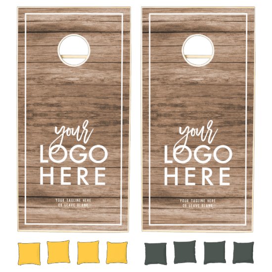 Custom Rustic Business Logo Barn Wood Cornhole Set