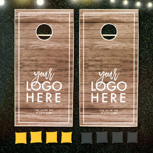 Custom Rustic Business Logo Barn Wood Cornhole Set