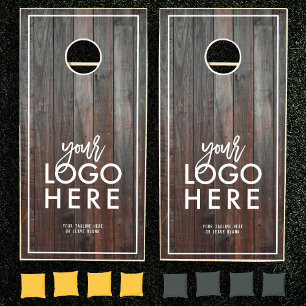 Custom Rustic Business Logo Barn Wood Cornhole Set