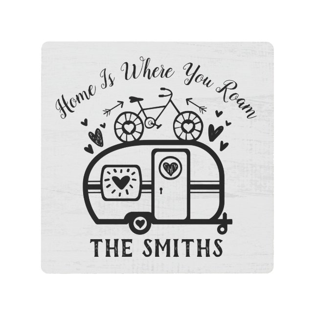 Custom Rustic Camping Camper Trailer Rv Lifestyle Metal Print (Front)