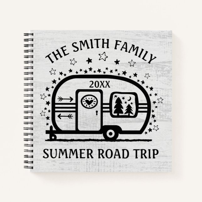 Custom Rustic Camping Camper Trailer Rv Lifestyle Notebook (Front)