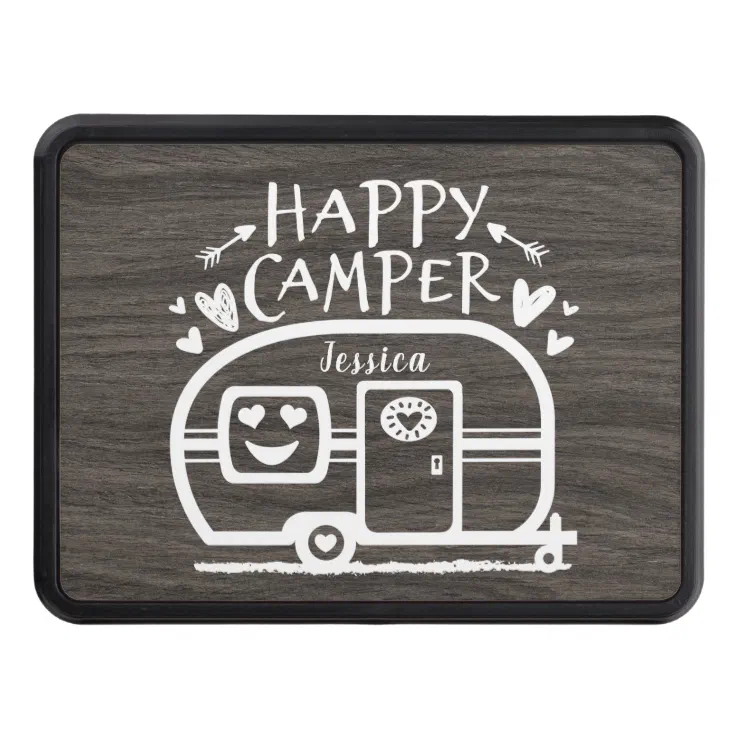 Custom Rustic Camping Happy Camper RV Hitch Cover Zazzle
