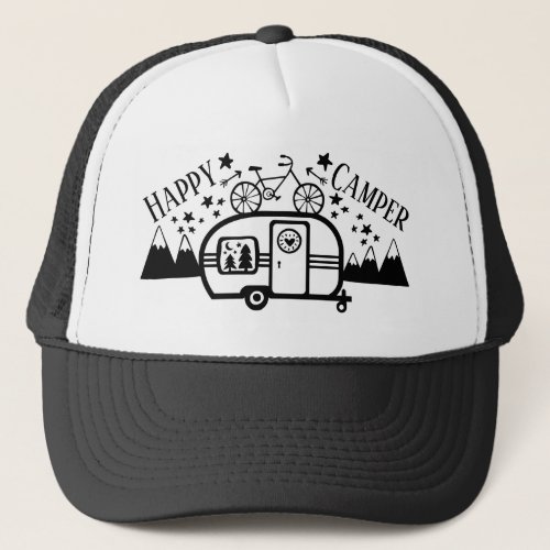 Custom Rustic Camping Happy Camper RV Trucker Hat
