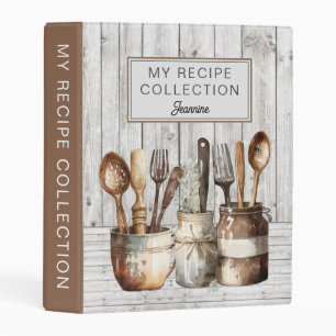 Custom Rustic Cooking Baking Utensils Recipe Mini Binder