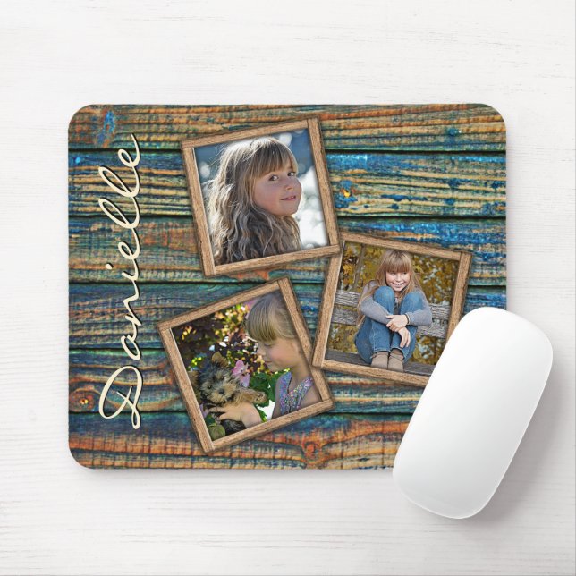 Custom Rustic Country Farmhouse Woodgrain Pattern Mouse Pad (With Mouse)