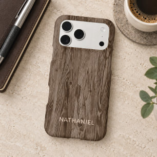 Custom Rustic Dark Brown Colored Faux Woodgrain Iphone 18 Pro Max Case