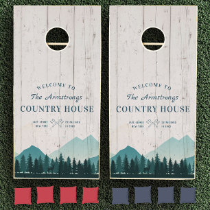 Custom Rustic Family Country House White Wood Cornhole Set