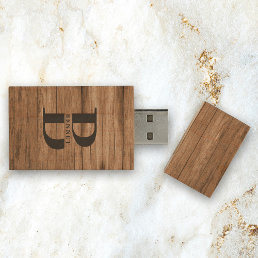 Custom Rustic Family Monogram Name USB Wood Flash Drive