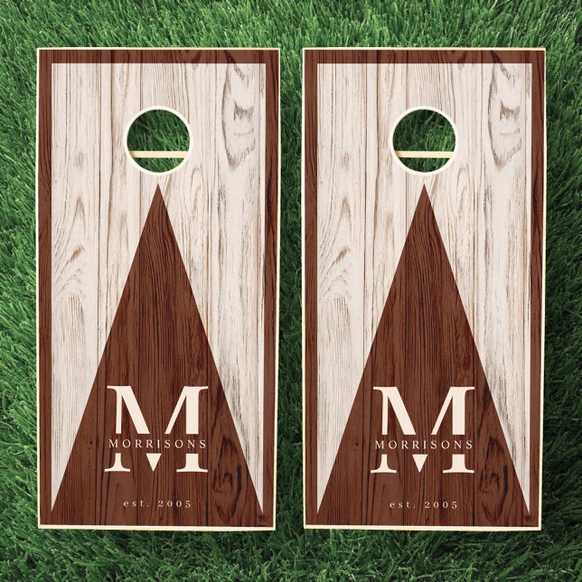 Custom Rustic Family Monogram Name Wood  Cornhole Set (Custom Rustic Family Monogram Name Wood Cornhole Set)