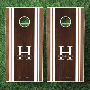 Custom Rustic Family Monogram Name Wood Cornhole Set
