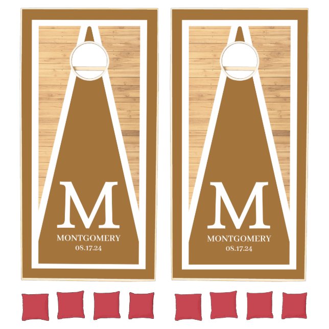 Custom Rustic Family Name Monogram Cornhole Set (Set)