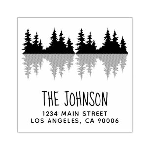 Custom Rustic Family Name Trees Return Address Rubber Stamp