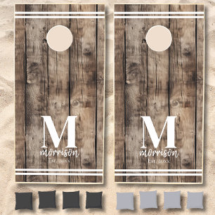 Custom Rustic Family Name Wood Cornhole Set