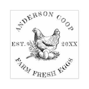 Custom Rustic Farm Fresh Eggs Family Chicken Coop Rubber Stamp