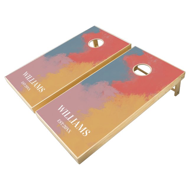 Custom Rustic Farmhouse Family Monogram  Cornhole Set (Angled)