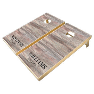 Custom Rustic Farmhouse Family Monogram  Cornhole Set