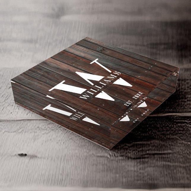 Custom Rustic Farmhouse Family Monogram Dark Wood Paperweight (Creator Uploaded)