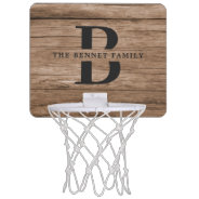 Custom Rustic Farmhouse Family Monogram Name Wood Mini Basketball Hoop at Zazzle