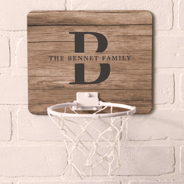 Custom Rustic Farmhouse Family Monogram Name Wood Mini Basketball Hoop (Creator Uploaded)