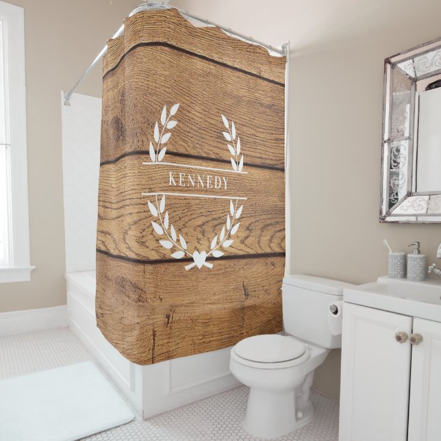 Custom Rustic Farmhouse Family Monogram  Shower Curtain (In Situ)