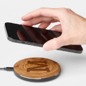 Custom Rustic Faux Elm Woodgrain Wireless Charger (Hand)