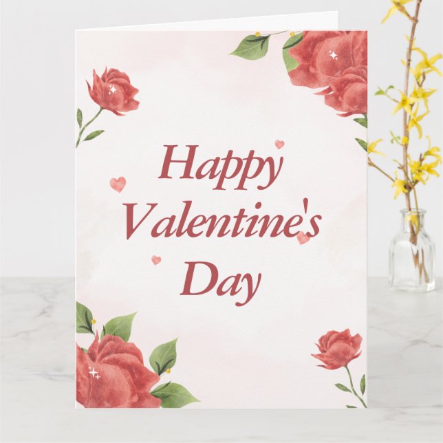Custom Rustic Floral Glossy & Trendy Valentine Card (Yellow Flower)