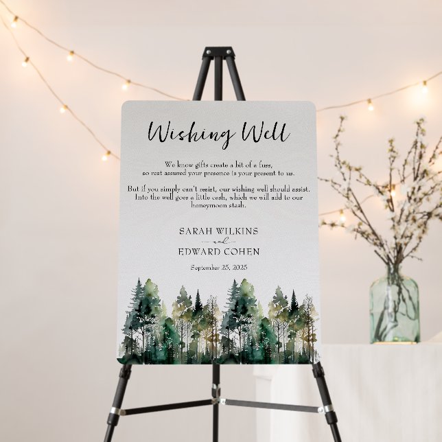 Custom Rustic Forest Wedding Wishing Well Sign  (In Situ (Stand))