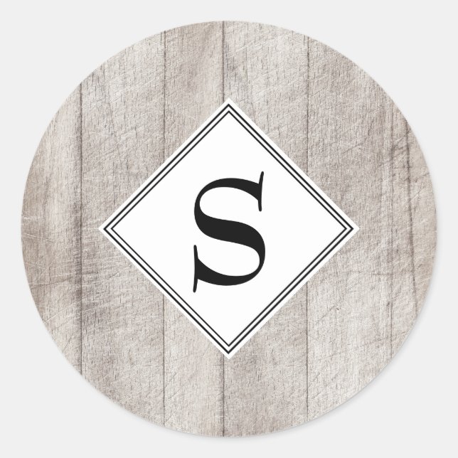 Custom Rustic Gray Wood Monogram Envelope Seal (Front)