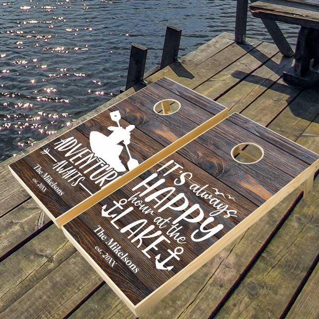 Custom Rustic Lake Adventure Cornhole Set (Creator Uploaded)