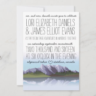 Custom Rustic Lake & Mountatin Wedding Invitation