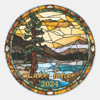 Custom Rustic Lake Tahoe Faux Stained Glass 