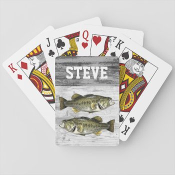 Custom Rustic Largemouth Bass Fishing Rugged Name  Playing Cards by TheShirtBox at Zazzle