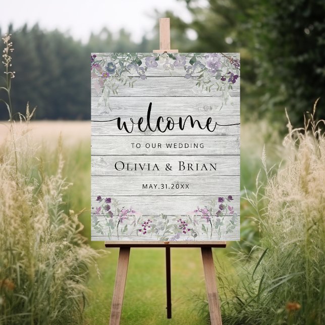 Custom Rustic Lavender Lilac Wedding Welcome Sign (Creator Uploaded)