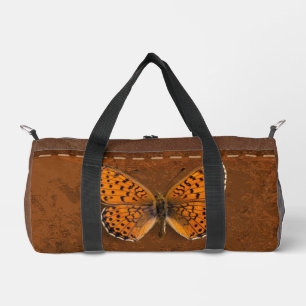 Custom rustic leather effect Butterfly Duffle Bag