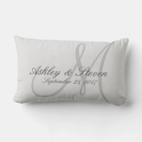 Custom Rustic Linen Look Monogram Lumbar Pillow