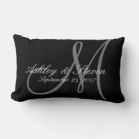 Custom Rustic Linen Look Monogram Lumbar Pillow