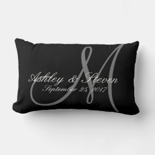 Custom Rustic Linen Look Monogram Lumbar Pillow