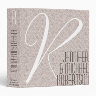 Custom Rustic Linen White Monogram 3 Ring Bin 3 Ri Binder