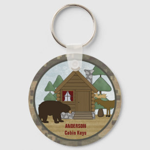 Custom Rustic Lodge Cabin Keys with Bear and Moose Keychain