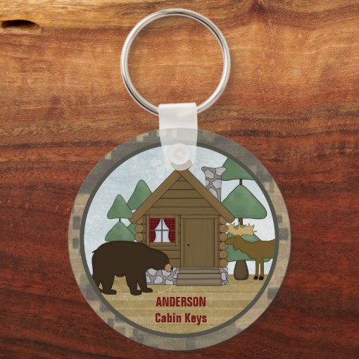Custom Rustic Lodge Cabin Keys with Bear and Moose Keychain | Zazzle