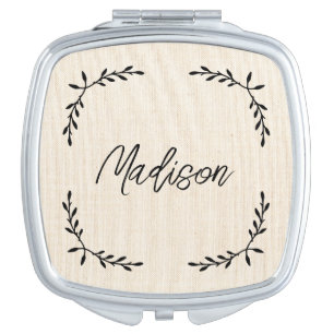 Custom Rustic Modern Square Compact Mirror