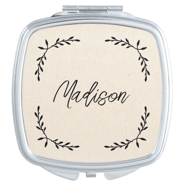 Custom Rustic Modern Square Compact Mirror (Front)