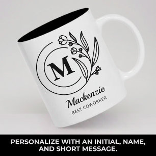 Custom Rustic Monogram Mom Coworker Bridesmaid Two-Tone Coffee Mug