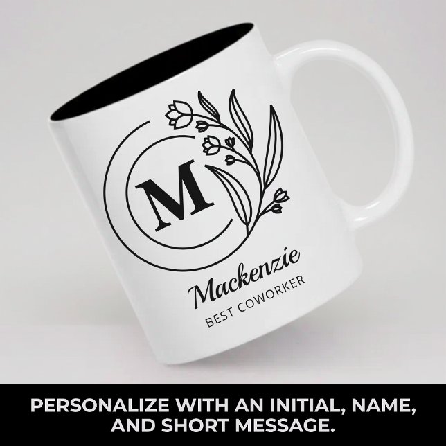 Custom Rustic Monogram Mom Coworker Bridesmaid Two-Tone Coffee Mug (Personalized Monogram Mug Gift for Mom Grandma Teacher Lawyer Boss Coworkers or Bridesmaid )