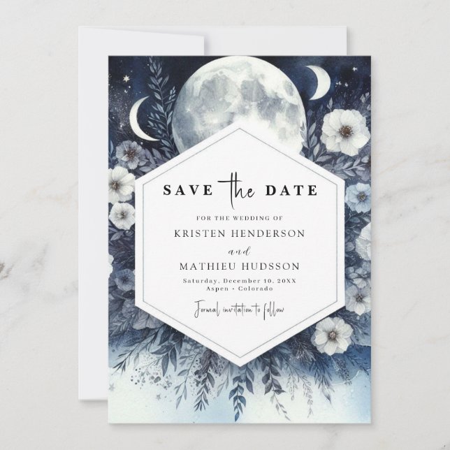 Custom Rustic Moonlit Wedding Save The Date (Front)