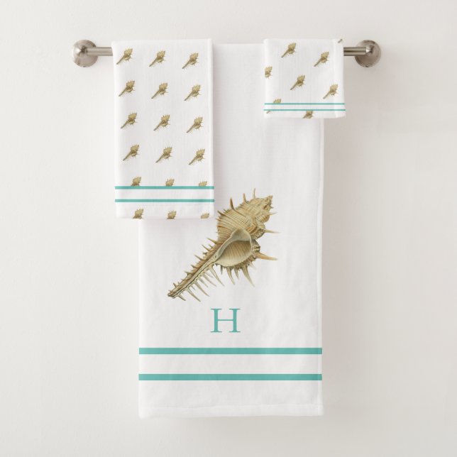 Custom Rustic Nautical Shark Blue Gray Wood  Bath  Towel Set (Insitu)